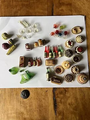 Vintage Dollhouse Miniature Glasses Wine Cakes Food Champagne And More Lot • $24.95