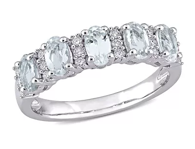 1.25 Carat (ctw) Aquamarine Semi-Eternity Ring 14K White Gold • $795