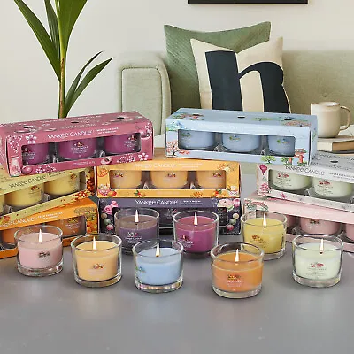 3 X Yankee Candle Gift Set Scented Tealight Fragrance Pack Wax Votive Glass Jars • £9.99