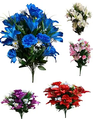 32 Heads Silk Artificial Fake Flowers  Rose Bunch Bouquet Home Wedding Decor • £9.99