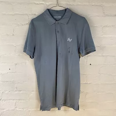 Jack & Jones Mens Blue Polo Shirt MEDIUM • £5