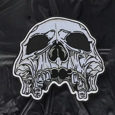 Gothic Skull Head Iron On Large Patch Embroidered Fabric Applique DIY Jacket • $8.79