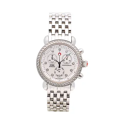 Michele CSX-36 Stainless Steel White MOP Dial Diamonds Quartz Retail: $1995 • $795