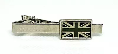 Union Jack Badge Tieclip Tie Pin Clip Flag Gift Black & White Silvertone • £3.99