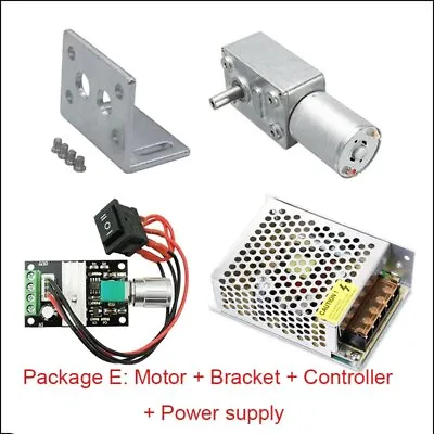 JGY 370 DC 6V 12V 24V Worm Gear Reduction Bracket+Speed+Controller+Power Supply • $12.50