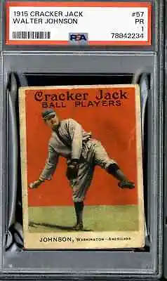 1915 Cracker Jack #57 Walter Johnson - PSA 1 • $7920