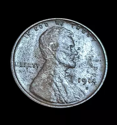 1914-S Lincoln Cent Wheat Penny  AU+BU Sharp Details • $275