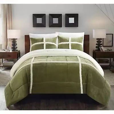 Copper Grove Bienville Green Mink Sherpa Lined 3-piece Comforter Set • $89.99