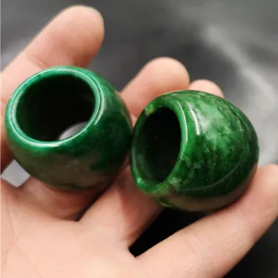 Genuine Dark Green Jasper Jadeite Jade Men's Big Thumb Ring BanZhi Fingerstall • $7.98