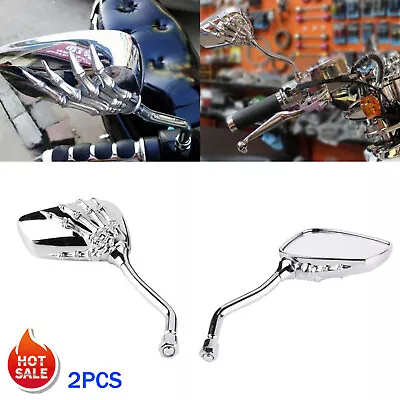 US Motorcycle Mirror Skull Hand 1Pair Universal Accessories For Honda VTX1800T1 • $24.99