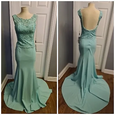 G) Pia Michi 1553 Mint Occasion Prom Long Dress Size 10 Eur 38 • £90