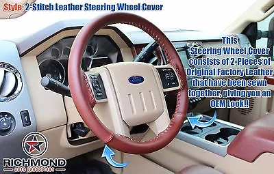2009 2010 F-250 F-350 King Ranch - Leather Steering Wheel Cover - 2-Stitch Style • $134.79