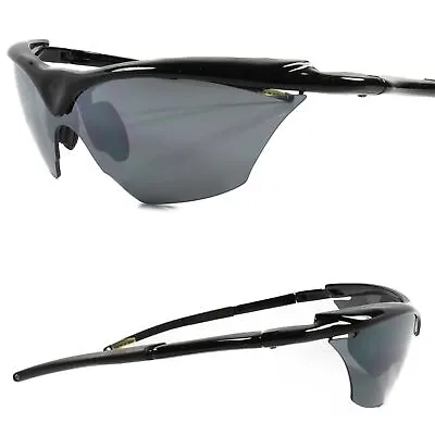 Genuine Vintage Slick Design Wrap Around Athletic Sport Sunglasses Black Frame • $12.99