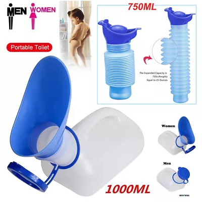 Female Male Urine Portable Bottle Urinal Toilet Travel Camping Lid Outdoor • £5.89