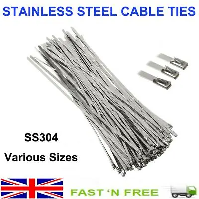 Stainless Steel Cable Tie Metal Zip Tie Heat Exhaust Pipe Wrap Bundle In/outdoor • £1.54
