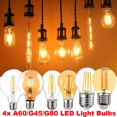 4X Vintage Filament LED Edison Bulb E27 Screw In A60/G45/G80 Industrial Lights • £11.99