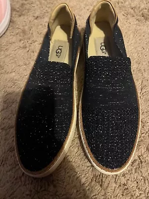 Ugg Navy Blue With Sparkle Slip On Shoes • $40