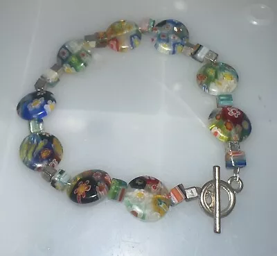 Vintage Murano Millefiori Glass Beaded Toggle Bracelet  • $16.96