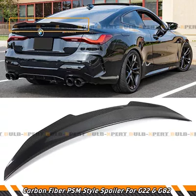 FOR 21-24 BMW G22 4 SERIES 430i G82 M4 PSM STYLE CARBON FIBER TRUNK SPOILER WING • $159.95