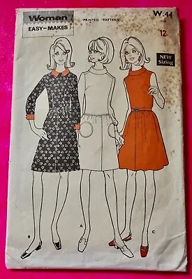 £2 • Buy Vintage Sewing Pattern Woman Easy-makes W.44 60s Dress Circle Pockets Sz 12 Cut
