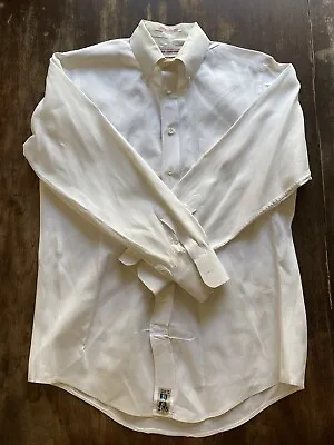 John Ashford Vintage Pinpoint Oxford Dress Shirt Med. 15 1/2-34 Cream White • $14