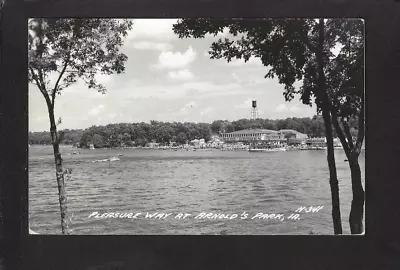 Arnolds Park Iowa IA 1940s RPPC Roof Garden Dance Hall Tour Boat Midway Rides • $11.98