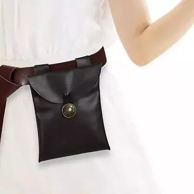 Medieval Belt Pouch Fanny Pack Adjustable PU Leather Travel • £6.94