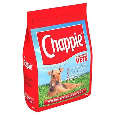 Chappie Dry Beef And Wholegrain Cereal 3kg Complete Dog Food NO DAIRY EGGS ETC • £13.99