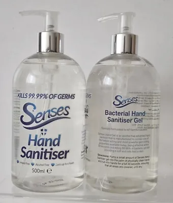 2 X 500ml SENSES Hand Sanitiser Gel Antibacterial Kills 99.99% Alcohol Free • £5.99