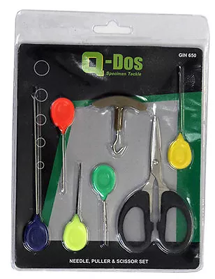  Q-Dos 7 Piece Easy Grip Baiting Needles Braid Scissors Knot Puller Tool Set  • £5.99