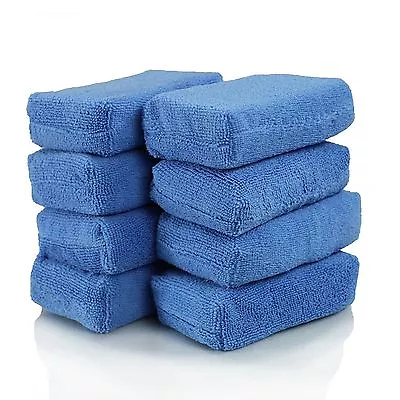 8x Wax Microfiber Applicator Car Sponge Pad Polishing Pads Soft Care Auto Polish • $12.95