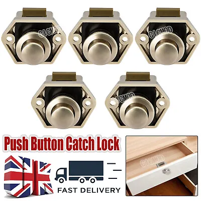 5x Mini Push Handle Lock Drawer/Cabinet/Door/Cupboard Latch Knob Camper Caravan • £9.99