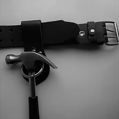 Leather Hammer Holder & Tool Belt | Scaffolders Work Tool Pouch Steel Pouch Belt • £11.99