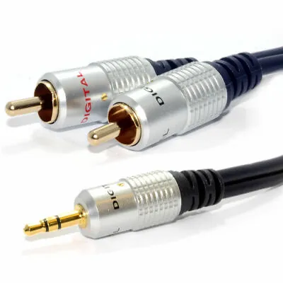 Premium Stereo 3.5mm Aux Jack To 2 RCA Y-Splitter Cable Gold Plated M-M 1m 1.5m • $14.97