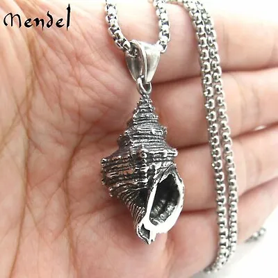 $10.99 • Buy MENDEL Mens Stainless Steel Beach Surfing Seashell Sea Shell Pendant Necklace