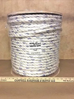 Rope Cord 3 Strand Poly-Dacron 5/8  X 600' White W/Blue Tracers Combination Rope • $171