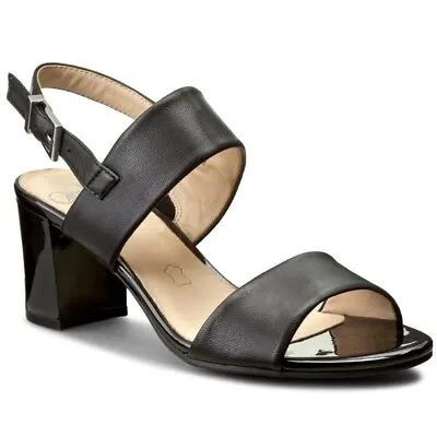 Caprice 28302 022 Black Nappa Womens Heeled Sandals Black • £35.99