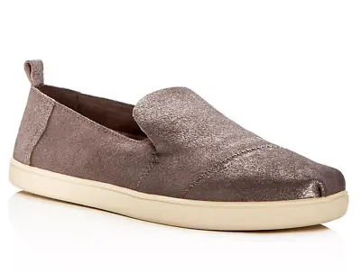 TOMS Women's Deconstructed Alpargata Metalllic Leather Slip-On Flats US 6 Pewter • $17.49