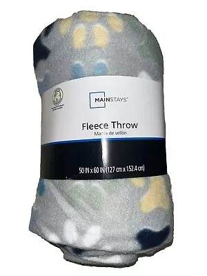 Mainstays 50” X 60” Fleece Throw PAW PRINT Blanket Lightweight Soft • $17.09