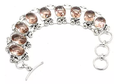 925 Sterling Silver Morganite Gemstone Handmade Jewelry Bracelet S-7-8  • $11.62
