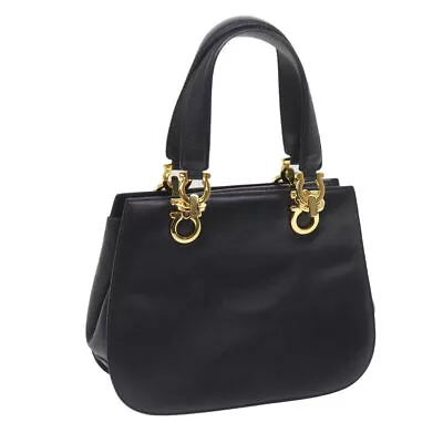 Salvatore Ferragamo Hand Bag Leather Navy Auth 66053 • $381.19