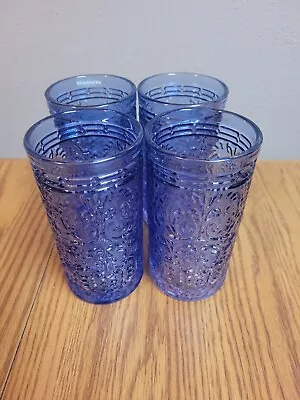 Shannon Crystal Blue Beverage Glasses Cups By Godinger Set Of 4 (New) • $39.99