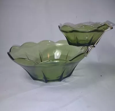 Vintage Anchor Hocking Swedish Modern Avocado Green Chip & Dip Set In Box • $22.99