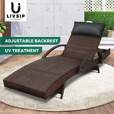 $159.90 • Buy Livsip Outdoor Sun Lounger Wicker Lounge Day Bed Sofa Patios Setting Furniture