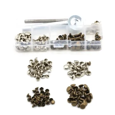 120pcs Leather Rivets Double Cap Rivets Metal Fixing Tool Kit For Leather Craft • £4.84