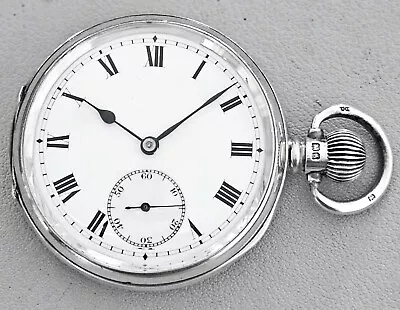 Vintage CRITERION Sterling Silver Pocket Watch - 15 Jewels - Birmingham 1926 • $209.16