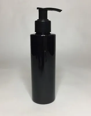 Empty 100ml Black Cylindrical PET Plastic Bottles & Black Lotion Pump ANY AMOUNT • £1.99