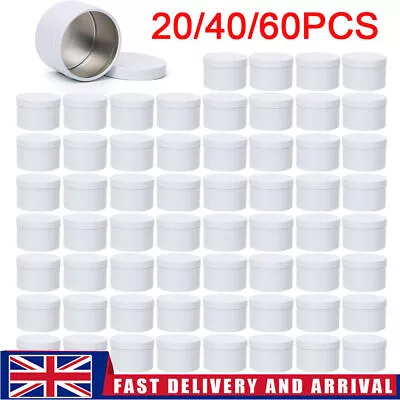 20-60PCS 50ml White DIY Candle Making Tins Empty Storage Organizer Jar For Gift • £11.39