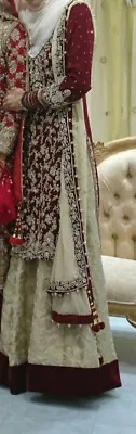 £190 • Buy Lengha Lenga Sari Asian Dress Maroon And Gold Small