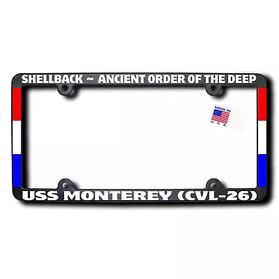 Shellback USS MONTEREY (CVL-26) License Frame W/Reflective Text & Ribbons • $24.99